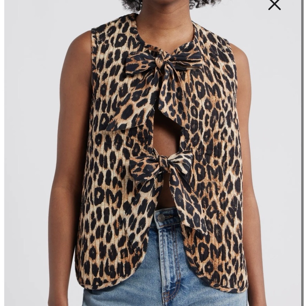 Damson Madder Leopard Print Cotton Quilted Vest